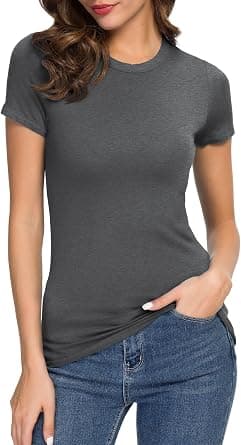 Urban CoCo Women's Solid Bodycon Short Sleeve T-Shirt - Best Deal Finder