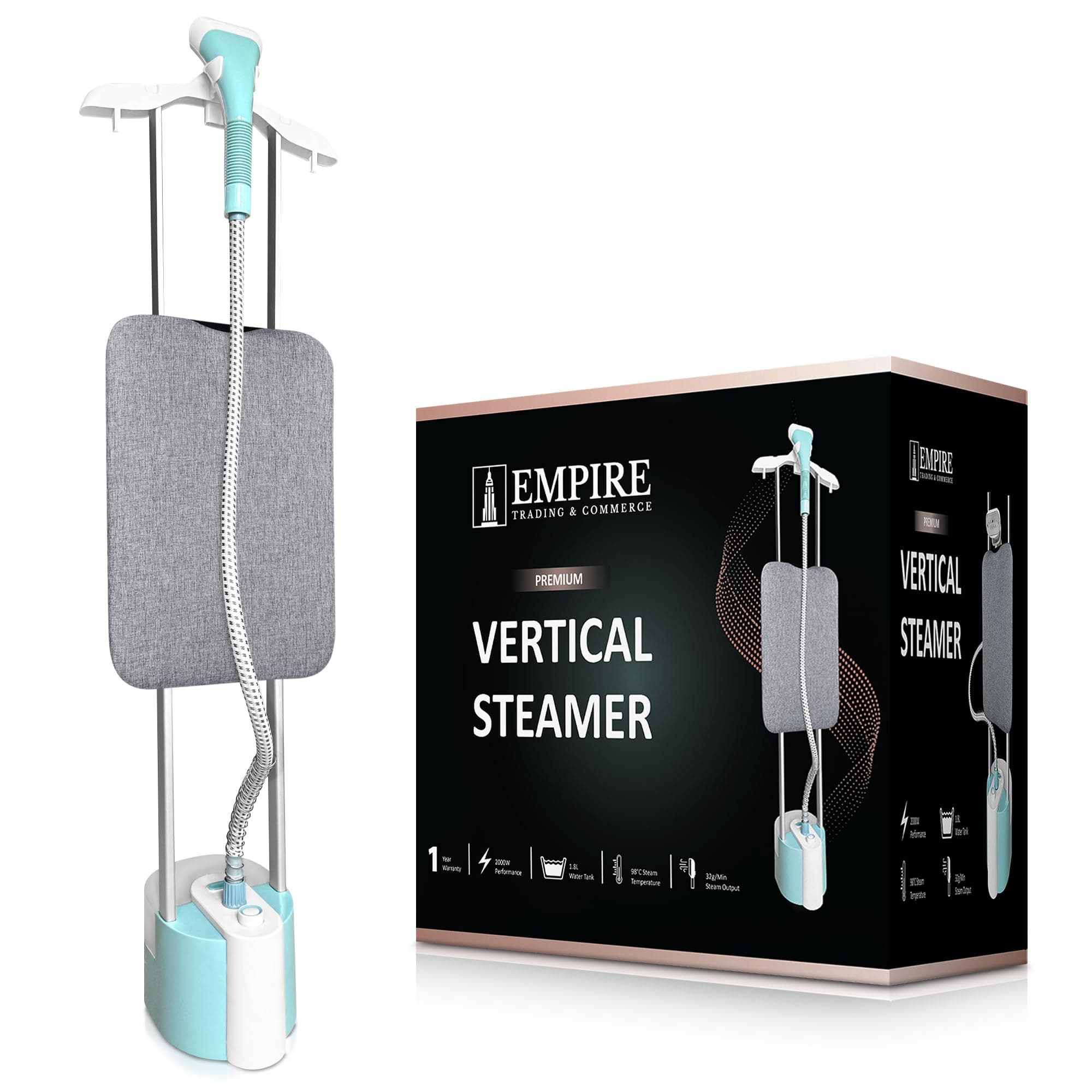 Empire Standing Garment Steamer for Clothes 2000-Watt, 32g/min Steam with Hanger Rack, Fast Heat-Up with 2 Steam Modes, 1.8L Water Tank, Full Size Clothes Steamer with Vertical Ironing Board (White) on Amazon.ae - Price Tracker