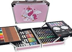 HJB VISSO Art Set 145pcs, Art Supplies Set, Drawing Supplies with Portable Aluminum Case Art Kit, Great Gift Artists Drawing for Kids, Teens, Boys, Girls, Beginner and Artists (Unicorn-Pink) - Amazon.ae Price Tracker