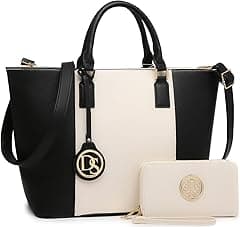 Dasein Large Tote Bags Vegan Leather Purses and Handbags for Women Top Handle Ladies Shoulder Bags Satchel Hobo 2pcs Set Beige Black - Amazon.ae Price Tracker