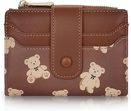 Cute Wallet for Women, Bear Print Zip Bifold Wallet with Front Card Slot, ID Window, Cash Slot, Short Women Wallet Elegant Youthful and Cute (Brown) on Amazon.ae - Price Tracker