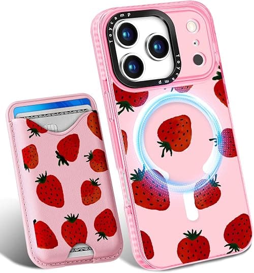 Toycamp for iPhone 17 Pro Max Case - Compatible with Magsafe Credit Card Holder Wallet Magnetic Cute Women Teen Girls Kawaii Girly Unique Strawberry Design Phone Cover for Apple 17 Promax on Amazon.ae - Price Tracker