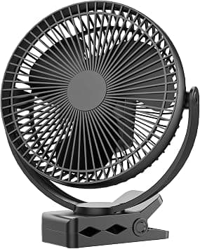 10000 mAh 8.5 Inch Clip-on Fan, Rechargeable Battery Operated Portable Fan with 4 Speeds, Quiet, USB Camping Fan with Hook, for Golf Cart, Treadmill, Baby Stroller, Office Desk Fan على Amazon.ae - متتبع الأسعار