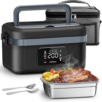 Angju Electric Lunch Box for Adults, Cordless Food Warmer with Timer & Adjustable Heating, Portable Food Heater with 1L Container,Rechargeable Self-Heating Lunch Box with Insulated Bag for Office Car on Amazon.ae - Price Tracker