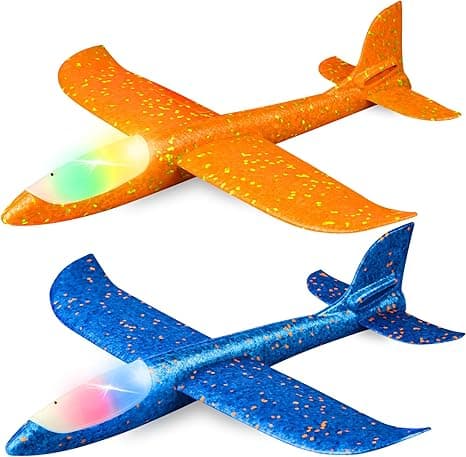 2 Pack LED Light Airplane,17.5'' Large Throwing Foam Plane,2Flight Mode Glider Plane,Flying Toy for Kids,Gifts for 3 4 5 6 7 8 9 Yrs Old BoyGirl, Outdoor Sport Toys Birthday Party Favors Foam Airplane on Amazon.ae - Price Tracker