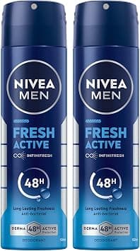 NIVEA MEN Antibacterial Deodorant Spray for Men, Fresh Active, 48H Active Protection, with Infini Fresh Formula, Long-Lasting Freshness, 2x150ml, Dual Pack on Amazon.ae - Price Tracker