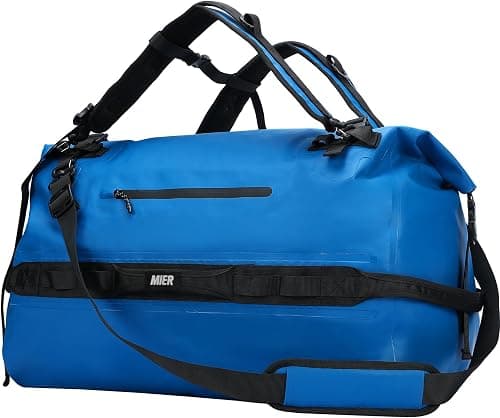 MIER Large Waterproof Duffel Bag Rolltop Dry Backpack Duffle Bags for Kayaking, Rafting, Boating, Swimming, Camping, Travel, Gym, Beach, 60L, Light Blue, on Amazon - Best Deal Finder