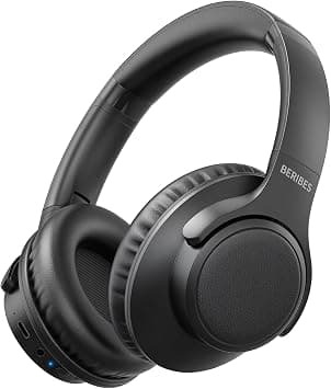 BERIBES Wireless Headphones Over-Ear, 65H Playtime Foldable Headset with Microphone, Bluetooth 6.0, Deep Bass Stereo Sound, Soft Protein Earpads for Travel Work Phone PC, Black on Amazon.ae - Price Tracker
