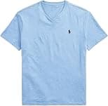 Polo Ralph Lauren Men's V-Neck Classic Fit Short Sleeve T-Shirt, Blue (Derby Heather), Large - Best Deal Finder