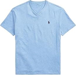 Polo Ralph Lauren Men's V-Neck Classic Fit Short Sleeve T-Shirt, Blue (Derby Heather), Large - Best Deal Finder