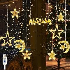 Ramadan Lights,Star Moon Decorative Lights for Home Decorations, Warm White Curtain Ramadan Decorative lights (style4) - Amazon.ae Price Tracker