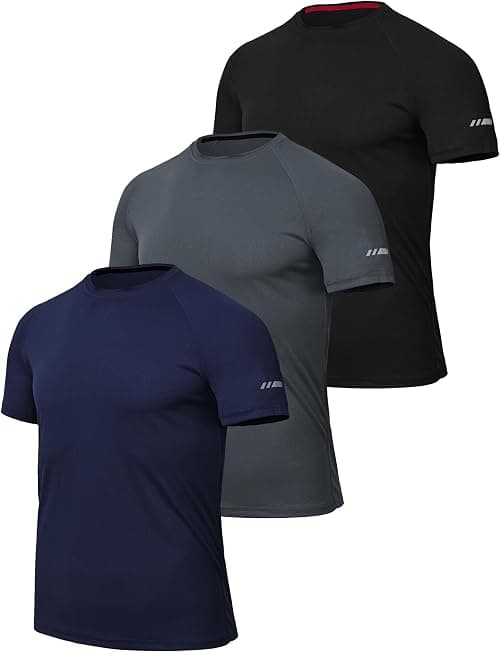 Men's Sports T Shirt 3 Pack Gym Activewear Tshirt Quick Dry Running Training Shirt Mens Gym Wear Exercise Top on Amazon.ae - Price Tracker