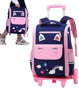 Rolling Backpack - Adjustable Kids Rolling Backpack | Large Capacity Cute Cartoon Travel Vacation Backpacks with Wheels, 2-in-1 Roller Backpacks على Amazon.ae - متتبع الأسعار