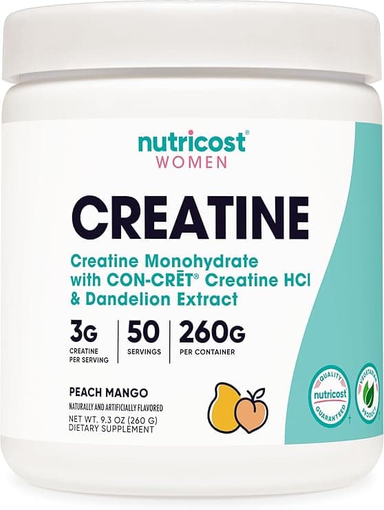 Nutricost Creatine Monohydrate Powder for Women, Micronized, Peach Mango Flavor, 50 Servings - Vegetarian, Non-GMO, Gluten Free on Amazon.ae - Price Tracker