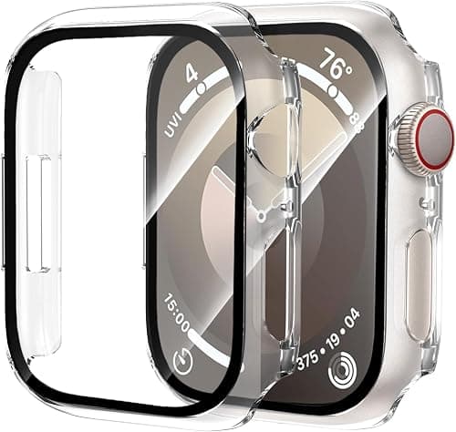 2 Pack Case for Apple Watch Series 11/10 42mm with Tempered Glass Screen Protector, Ultra-Thin Scratch Resistant Full Protective Cover for iWatch 42 mm, Clear on Amazon.ae - Price Tracker