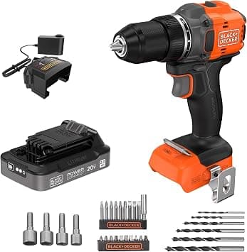 BLACK+DECKER 20V MAX Cordless Brushless Drill Driver, 30 Pc. Drill Bit Set and Screwdriver Bit Set, 2Ah Battery and Charger Included, PowerConnect Electric Drill Cordless (BLD782PK30D1) على Amazon.ae - متتبع الأسعار