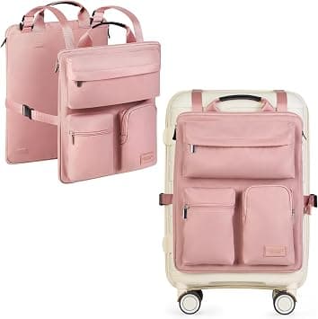 Barefoot Caribou Over Luggage Organizer for Carry On Bag or Suitcase with Storage Pockets, 15” Laptop Sleeve with Handle, Travel Accessories Bag, Slide On Luggage Harness with Adjustable Straps (Pink) على Amazon.ae - متتبع الأسعار
