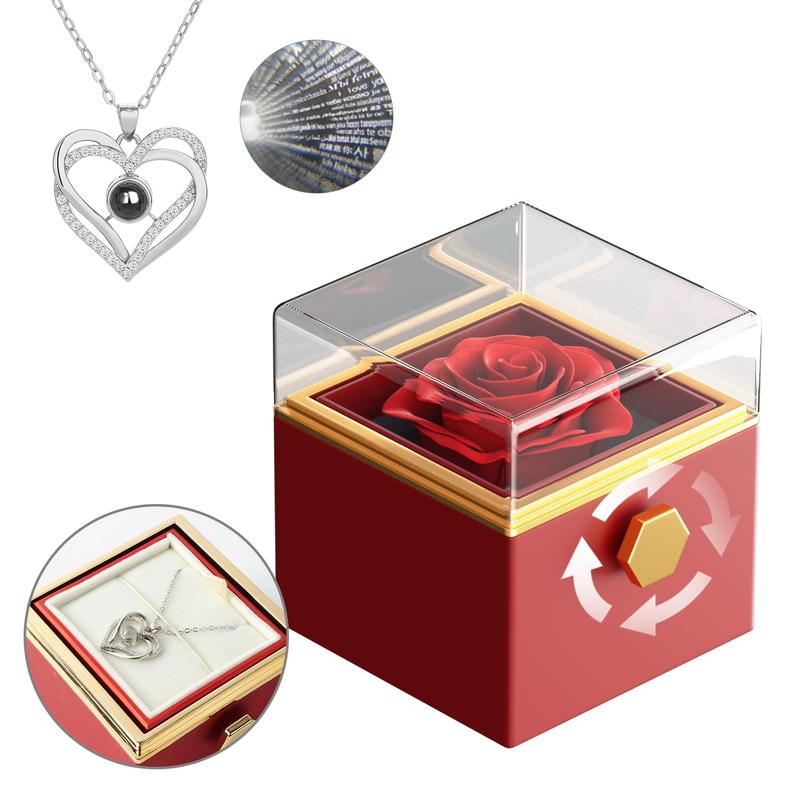 Birthday Gifts for Women, Eternal Rose with "I Love You" Necklace in 100 Languages, Eternal Rose Flowers Gift for Mum, Wife, Girlfriend, Best Friend on Mother's Day, Valentine's Day, Anniversary on Amazon.ae - Price Tracker