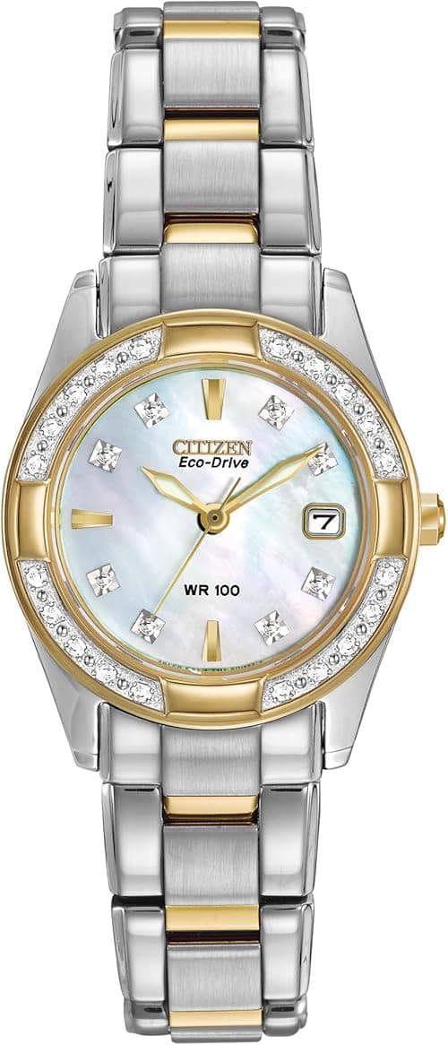 Citizen Eco-Drive Classic Quartz Womens Watch, Stainless Steel, Diamond, Two-Tone (Model: EW1824-57D) on Amazon.ae - Price Tracker