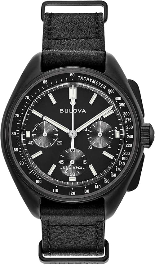 Bulova Men's Archive Series Lunar Pilot 6-Hand Chronograph Precisionist Black Ion-Plated Stainless Steel, Black NATO Strap and Sapphire Crystal Style: 98A186, Black, Chronograph on Amazon.ae - Price Tracker