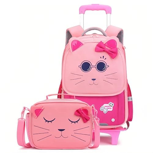 Cat Face Rolling Backpack for Girls Cute School Bag Backpack with Wheels on Amazon.ae - Price Tracker