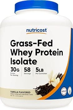 Nutricost Grass-Fed Whey Protein Isolate (Vanilla) 5LBS - Non-GMO, Gluten Free, Natural Flavors on Amazon.ae - Price Tracker