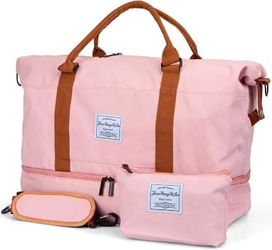 Homarket Travel Duffel Bag,Large Shoulder Weekender Overnight Bag, Carry on Bag with Wet Pocket, Waterproof Expandable Duffel Bag with Trolley Sleeve, Sports Tote Gym Bag for Women Men (Pink) on Amazon.ae - Price Tracker