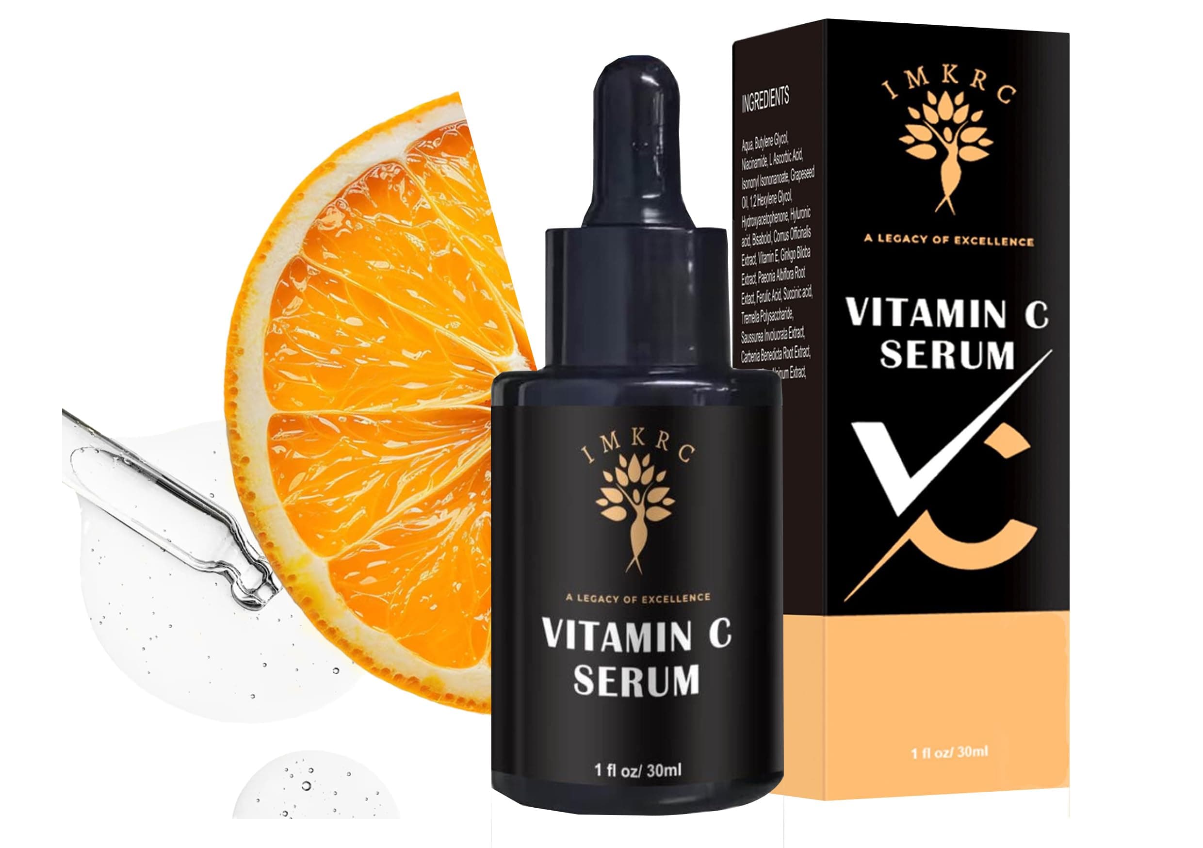 IMKRC Vitamin C Serum, 20% L-Ascorbic Acid, with Hyaluronic Acid, Ferulic Acid, Vitamin E, 30ml on Amazon.ae - Price Tracker