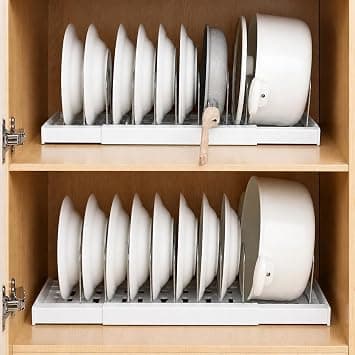 Pack of 2 Pot Lid Holders, Expandable Lid Holder, Kitchen Organiser with 9 Adjustable Stainless Steel Dividers, 32-57 cm Adjustable Drawer Organiser Kitchen on Amazon.ae - Price Tracker