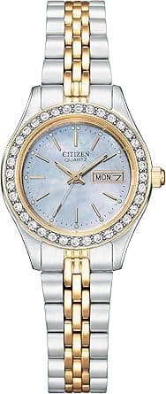 Citizen Ladies' Dress Quartz Stainless Steel Bracelet with Crystals and Day Date on Amazon.ae - Price Tracker