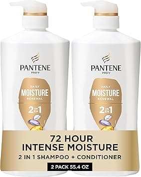 Pantene 2-in-1 Shampoo & Conditioner, Daily Moisture Renewal - Pro-V Nutrients for Dry, Color-Treated, Straight to Curly Hair, 72-Hour Hydration & Softness, 27.7 Oz Each, 2-Pack + Rescue Shot (0.5 Oz) on Amazon.ae - Price Tracker