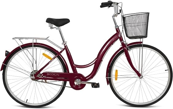 Mogoo Brooklyn Single Speed Cruiser Bike 26 Inch, City-Bike, Steel Frame Road-Bike, Comfort Cycle, Unisex Bicycle Adult, Front Basket, and Rear Carrier, Classic Bike - Best Deal Finder