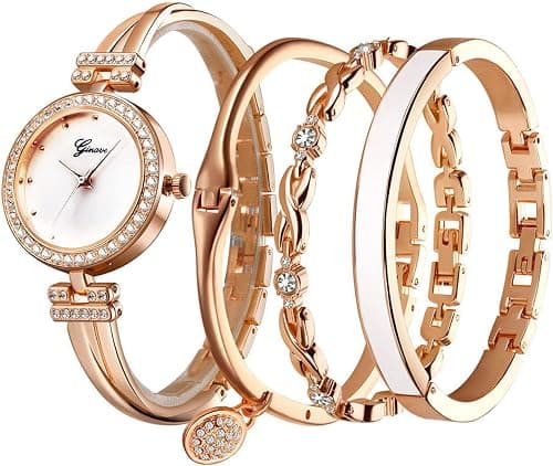 Aputue Women Watch Set, Luxury Rose Gold Tone Watches and Bracelets Combination Package, Fashion Diamond Dial Water Resistant Wristwatch Set for Ladies on Amazon.ae - Price Tracker