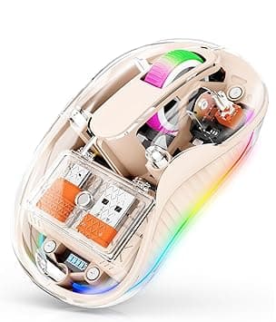 Silent Wireless Gaming Mouse, Tri-Mode Bluetooth & 2.4G Connectivity, Transparent Shell, RGB Lights, 2400 DPI for Laptop and Desktop PC on Amazon.ae - Price Tracker