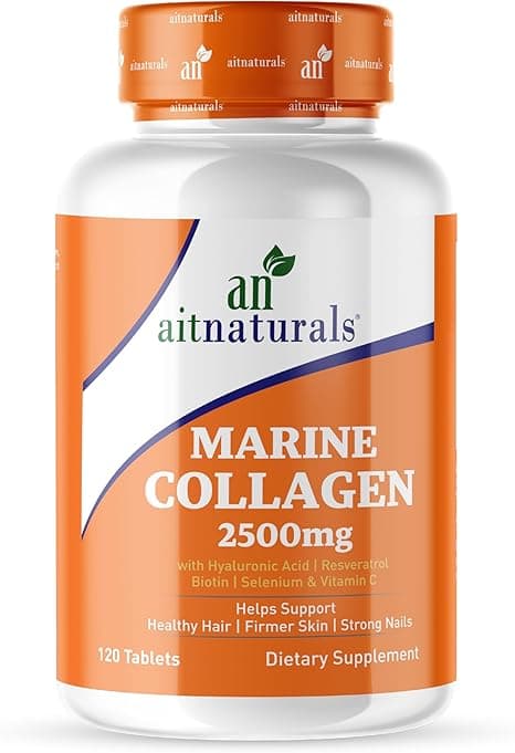 Aitnaturals Marine Collagen 2500mg (120 Tablets) | Enhanced with Hyaluronic Acid, Vitamin C, Biotin &amp; Selenium | Supports Healthy Hair, Firmer Skin, Stronger Nails &amp; Joints | Non-GMO, Gluten-Free on Amazon.ae - Price Tracker
