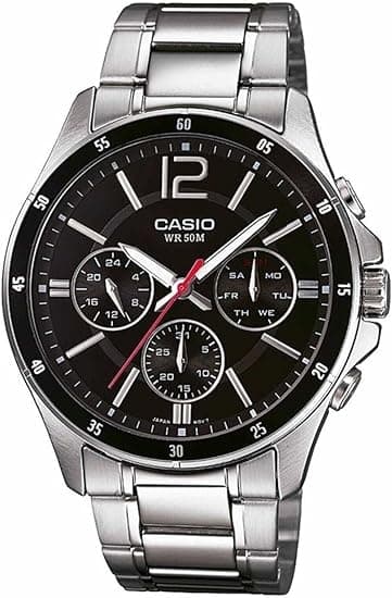Casio Men's Watch - MTP-1374D-1AVDF Black Dial, Silver Band on Amazon.ae - Price Tracker