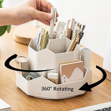 Desk Organizer, Rotating Pen Holder Plastic Desktop Organizer,Pen Organizers for Desk, Stationery Organizer for Office Home, School, Multi-Functional Office Accessories Organizer على Amazon.ae - متتبع الأسعار