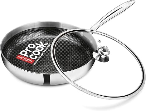 Milton Pro-Cook Fry Pan 23.9 cm – Triply Hexa Tech Stainless Steel with Glass Lid, Honeycomb Non-Stick Structure, Induction & Gas Compatible, Ideal for Curry & Omelette on Amazon.ae - Price Tracker