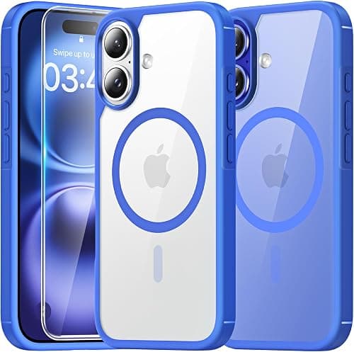 TAURI for iPhone 16 Case, [Compatible with MagSafe] with 1-Pack Screen Protector, Military-Grade Protection, [Anti-Yellowing] Shockproof Transparent Back Bumper Phone Cover - Ultramarine on Amazon.ae - Price Tracker