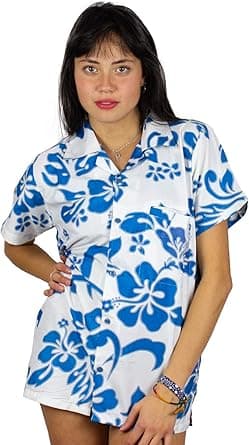 V.H.O. Funky Hawaiian Blouse Women Short-Sleeve Front-Pocket Hibiscus Multiple Colors on Amazon.ae - Price Tracker