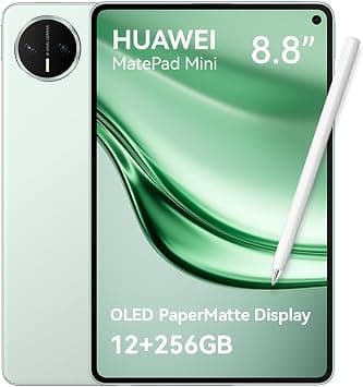 HUAWEI MatePad Mini Tablet, 8.8" Flexible OLED PaperMatte Display, 1800 nits peak brightness, 255g, 5.1mm thin, 12+256 GB, 6400 mAh battery, 66W SuperCharge, 32 MP Front Camera, 2026 (Green)+FOC on Amazon.ae - Price Tracker