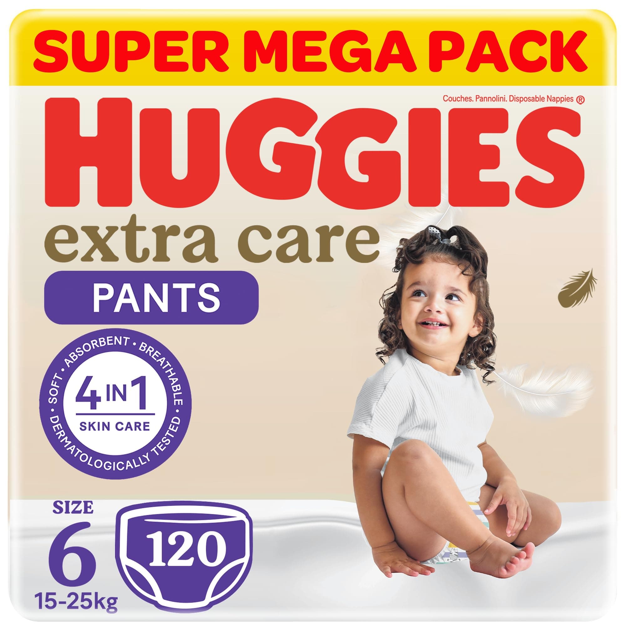 Huggies Extra Care Baby Culottes, Size 6 (15-25 kg), Super Mega Pack, 120 Diaper Pants on Amazon.ae - Price Tracker