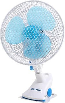 Sonashi 3-in-1 Clip, Desk, and Wall Fan, Adjustable Tilt Angle Head for Vertical Setting, Desk Fan with 2 Speed Switch, Clip Fan with 3 Blades 35W SF-8008N White/Blue - Amazon.ae Price Tracker