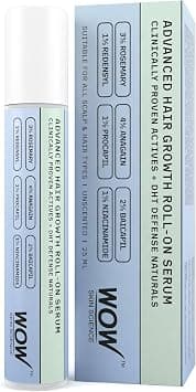 WOW Skin Science Advanced Hair Growth Roll‑On Serum with Redensyl, Anagain, Baicapil & Procapil | Scalp Care for Thicker‑Looking Hair & Reduced Breakage | Lightweight, Non‑Greasy | 25 ml on Amazon.ae - Price Tracker
