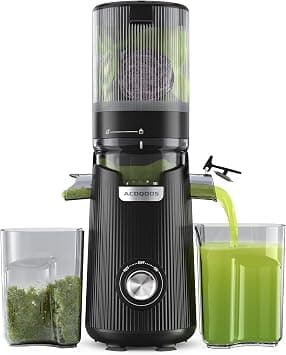 ACOQOOS Juicer Machines, Cold Press Juicer Whole Fruit and Vegetable with 5.3" Wider and Larger Feeding Chute (Capacity 1.8L), Easy to Clean Juicers with 2 Cups, Masticating Juicer Black on Amazon.ae - Price Tracker