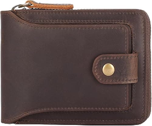 Polare Leather Wallet for Men Bifold RFID Blocking Cash Credit Card Case with Air Tag Slot and YKK Zip Coin Pocket on Amazon.ae - Price Tracker
