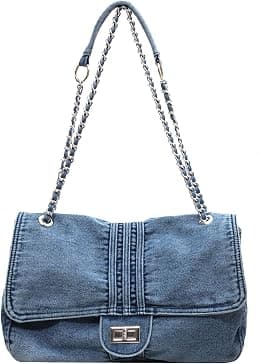 Large Denim Purses for Women Denim Tote Bag Casual Retro Crossbody Lightweight Shoulder Bag Canvas Handbags - Best Deal Finder
