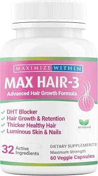 Maximize Within Max Hair-3 Advanced Hair Growth Formula,For Longer, Stronger, Healthier Hair-Scientifically Formulated with Biotin, Keratin, Bamboo for Beautiful Hair, Glowing Skin and Strong Nails on Amazon.ae - Price Tracker
