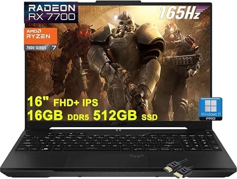 ASUS TUF Gaming A16 Laptop | 16"" FHD+ 165Hz 100% sRGB | AMD 8-core Ryzen 7 7735HS | 16GB DDR5 512GB SSD | Radeon RX7700S 8GB Graphic (>RTX4060) | Backlit USB-C USB4 Win11Pro + HDMI Cable, Black على Amazon.ae - متتبع الأسعار