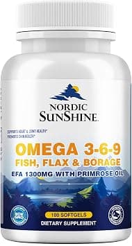 Nordic Sunshine Fish Flax & Borage 3 6 9 with Primrose Oil, 100 Softgels on Amazon - Best Deal Finder